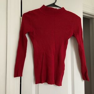 Mock neck red long sleeve top